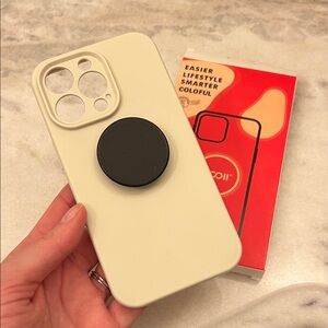 Cream IPhone13 pro Case with Black Grip